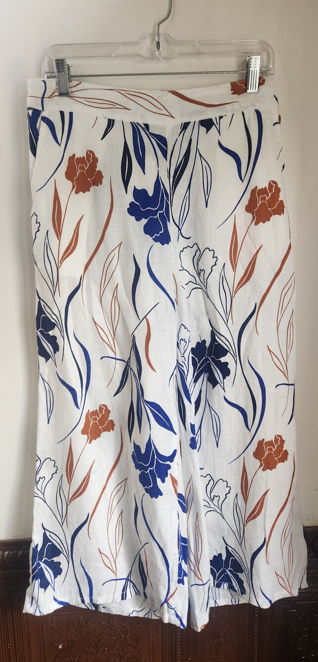 NWT RACHEL ROY Linen Wide Leg Floral Pant Sz M